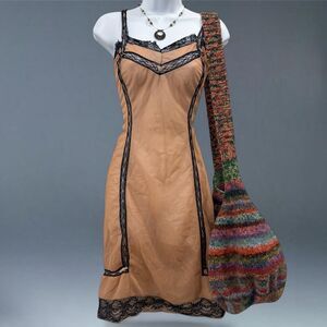 vintage euro coquette grunge corset style lace sheer slip dress